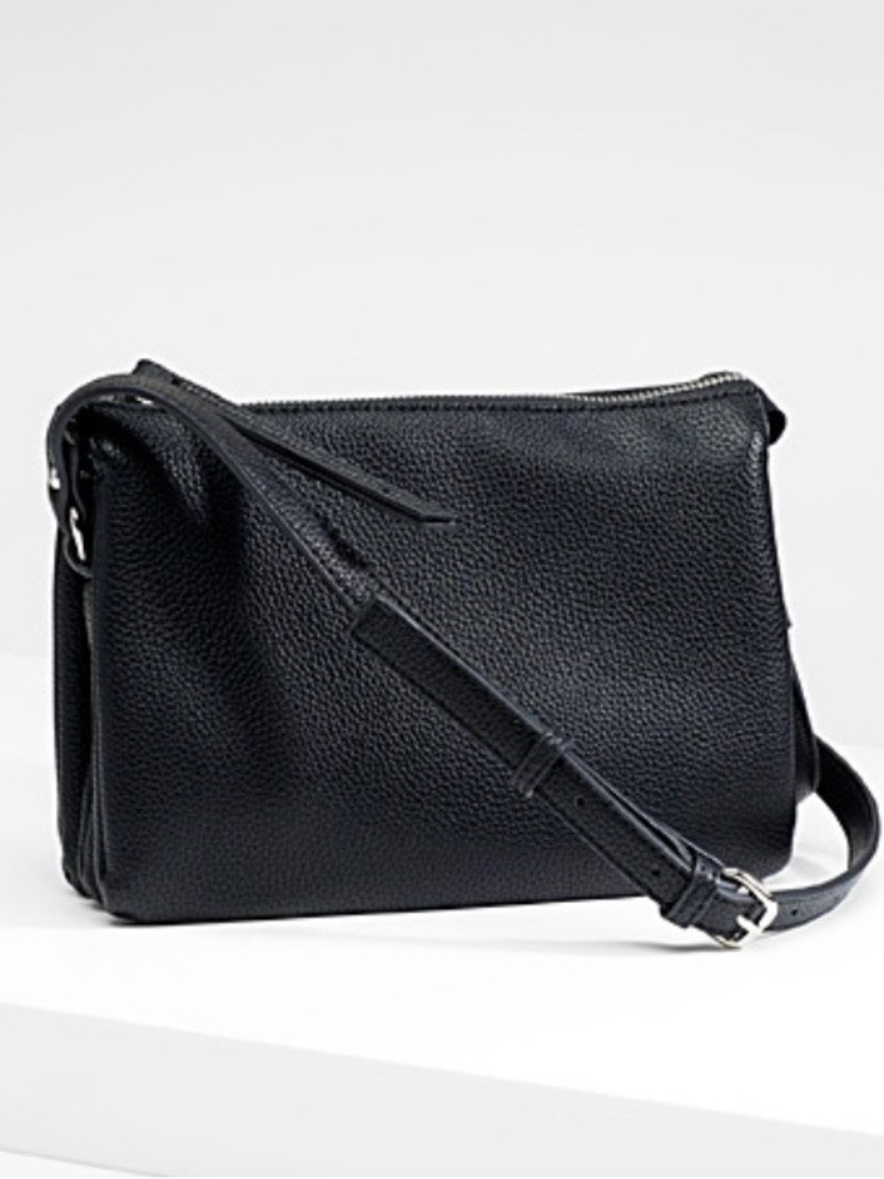 SIMONS Elegant Black Faux Leather Crossbody Bag